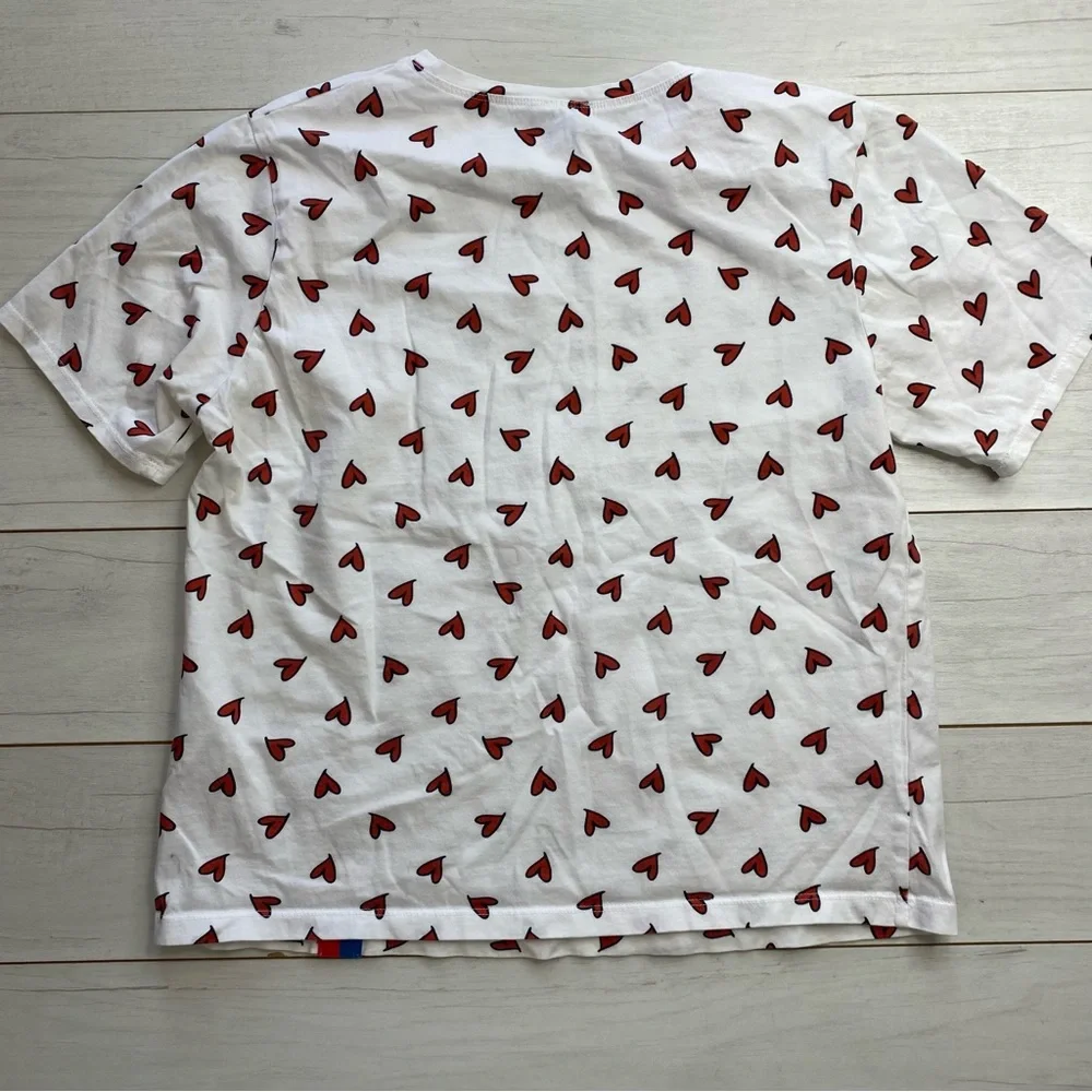 KULE White Short Sleeve Tee with Red Heart Print - Picture 4 of 9